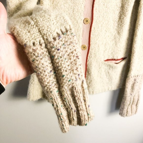 Charlie & Robin Cream Button Front Fuzzy Retro Cardigan Small womens - Picture 5 of 9